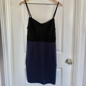 AllSaints colorblock slip dress in navy and black
